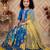 blue heavy chinon silk with print embroidery work - designer party wear