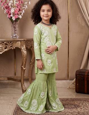 pista heavy rayon cotton ethnic wear set with embroidery work - designer party wear 2