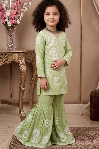 pista heavy rayon cotton ethnic wear set with embroidery work - designer party wear