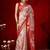 Off white printed art silk ethnic saree with blouse piece