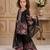 black heavy chinon silk salwar suit set with embroidery sequence work - designer party wear