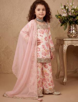 multi heavy chinon salwar suit set with embroidery sequnece work with digital print work - designer party wear 2
