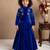 royal blue heavy viscose  velvet gown set with heavy embroidery sequence work - designer party wear