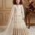 white pure vichitra gown set with embroidery sequence work - designer party wear