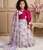 multi heavy pure soft organza with digital print work - designer party wear