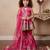 pink heavy japan satin with 5mm sequence embroidery work with digital print work - designer party wear