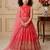 red heavy fox georgette gown set with digital print work with embroidered sequnce work - designer party wear