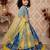 blue heavy chinon silk with print embroidery work - designer party wear