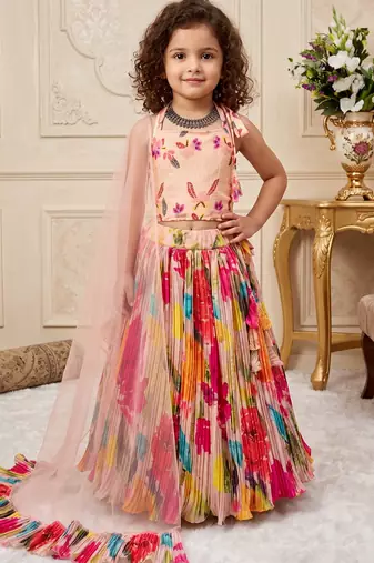 multi heavy chinon silk with soft printed work - designer party wear