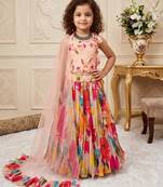multi heavy chinon silk with soft printed work - designer party wear