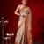 Cream printed art silk ethnic saree with blouse piece