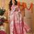 Cream printed art silk ethnic saree with blouse piece
