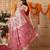 Cream printed art silk ethnic saree with blouse piece