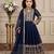 Navy blue heavy fox georgette gown set with embroidery sequence work - designer party wear