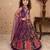 purple pure heavy natural crep with print embroidery work with real mirror hand work - designer party wear