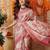 Cream printed art silk ethnic saree with blouse piece
