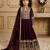 wine heavy fox georgette gown set with embroidery sequence work with fancy button with latkan dori - designer party wear