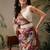 Multicolor digital printed jute festive saree with blouse piece