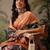 Black digital printed jute festive saree with blouse piece