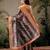 Black digital printed jute festive saree with blouse piece