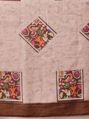 Multicolor digital printed jute festive saree with blouse piece 5
