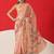 Peach printed art silk ethnic saree with blouse piece