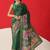 Green printed art silk ethnic saree with blouse piece