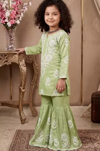 pista heavy rayon cotton ethnic wear set with embroidery work - designer party wear