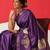 Purple printed art silk ethnic saree with blouse piece
