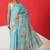 Blue printed art silk ethnic saree with blouse piece