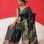 Black printed art silk ethnic saree with blouse piece