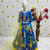 blue heavy chinon silk with print embroidery work - designer party wear