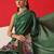Green printed art silk ethnic saree with blouse piece