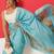 Blue printed art silk ethnic saree with blouse piece