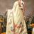 Cream printed art silk ethnic saree with blouse piece