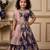 navy blue heavy fox georgette gown set with digital print work with embroidered sequnce work - designer party wear
