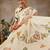 Off white printed art silk ethnic saree with blouse piece