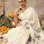 Off white printed art silk ethnic saree with blouse piece