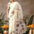 Off white printed art silk ethnic saree with blouse piece