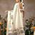 Off white printed art silk ethnic saree with blouse piece