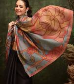 Black printed silk cotton ethnic saree with blouse piece