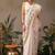 Off white printed silk blend ethnic saree with blouse piece