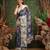 Blue printed cotton blend ethnic saree with blouse piece