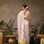Off white printed silk blend ethnic saree with blouse piece