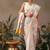Off white printed silk blend ethnic saree with blouse piece