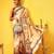 Beige printed silk blend ethnic saree with blouse piece