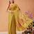 Mustard printed silk cotton ethnic saree with blouse piece