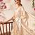 Beige embroidered silk blend festive saree with blouse piece