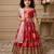 red heavy fox georgette gown set with digital print work with embroidered sequnce work - designer party wear