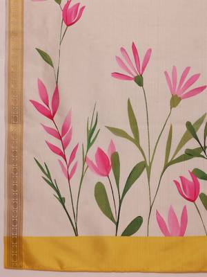 off white floral printed silk blend saree 5